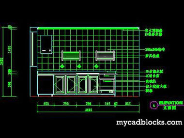 Kitchen CAD plane and elevation 77